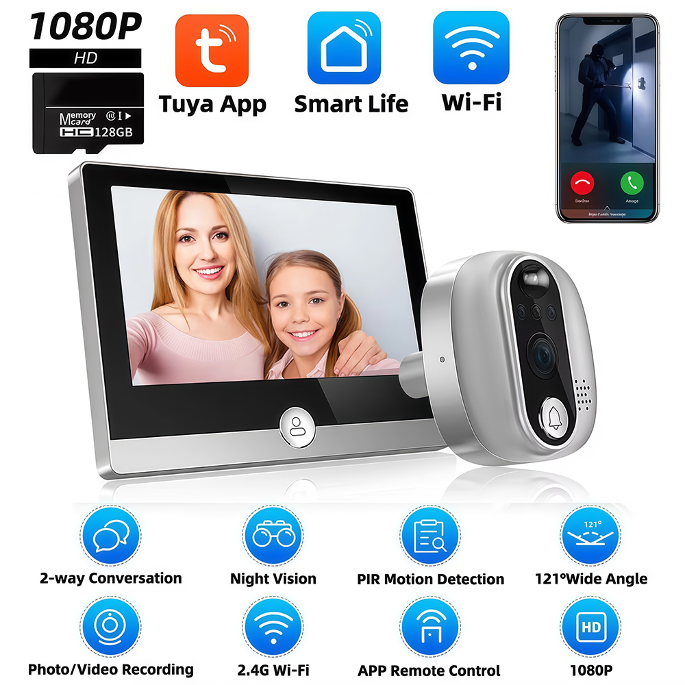 Smart Home Video Doorbell - Tuya 1080P WiFi Door Bell Camera